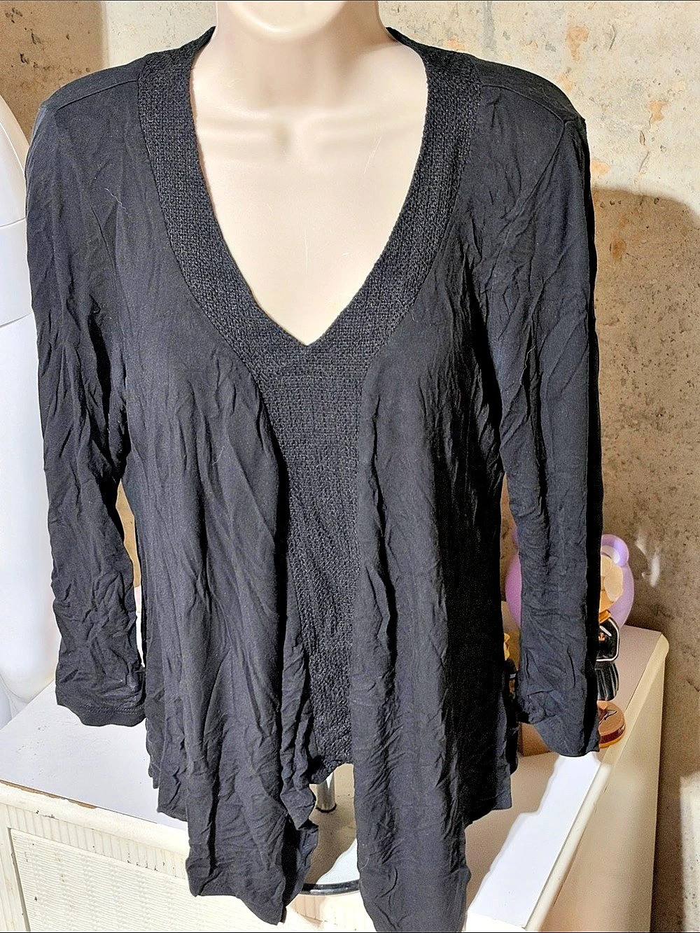 Adrianna Papell V-Neck Tunic Black Size Medium